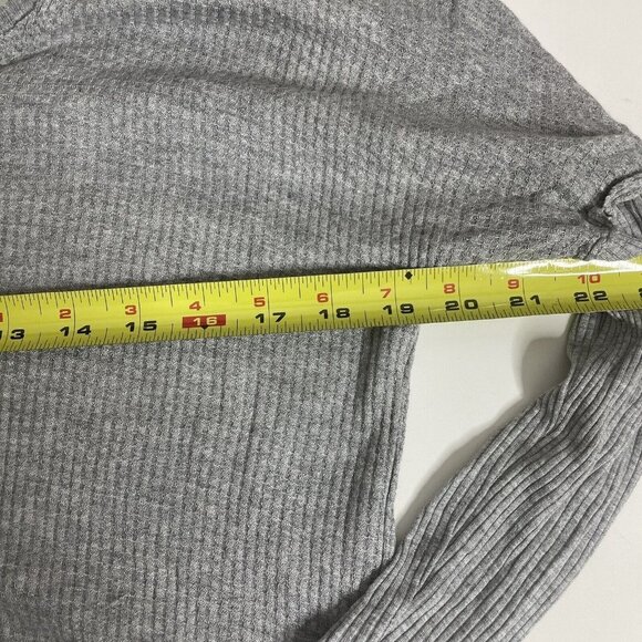 True Craft M Thermal Gray Top Long Sleeve Open Back Slouch Shoulder Long Sleeve - Picture 7 of 11